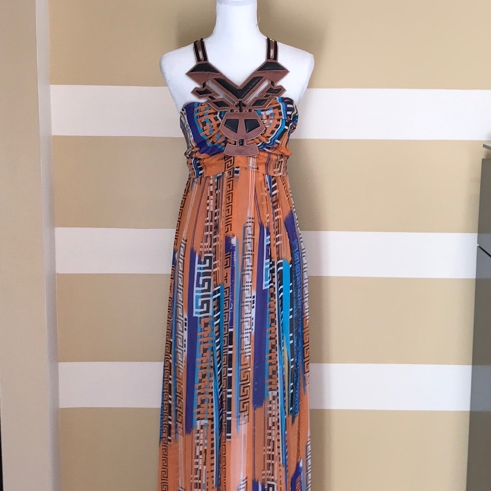 🍏Maxi Lined Opened Back Adorned Dress, Size M